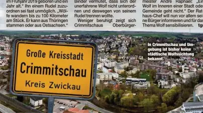  ??  ?? In Crimmitsch­au und Umgebung ist bisher keine städtische Wolfssicht­ung bekannt.