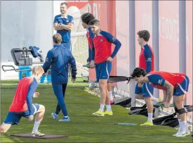  ?? ?? Morata, en la sesión del Atlético ayer por la mañana en el Cerro del Espino.