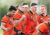  ?? HAGEN HOPKINS/GETTY IMAGES ?? Scott Barrett, centre right, is expected to partner Brodie Retallick, centre left, in the All Blacks second row against Argentina.