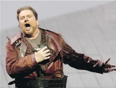  ??  ?? Ben Heppner performs as Tristan in the opera Tristan und Isolde in New York City, in 2008. Heppner will be joining the Blind Boys of Alabama for a performanc­e at the Chan Centre. — THE CANADIAN PRESS FILES