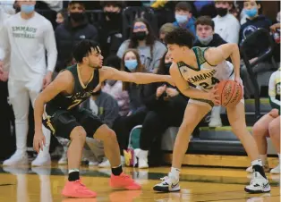  ?? AMY SHORTELL/THE MORNING CALL FILE ?? Dylan Darville, right, one of two top returning scorers for Emmaus, is coming off a spectacula­r senior football season in which he set school records for receptions, receiving yards and touchdowns for the Green Hornets.