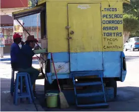  ??  ?? A roadside taco stall, or taqueria, in Baja California, Mexico. Photograph: Tom Kevill Davies/The Guardian