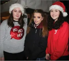  ??  ?? Melanie Butler, Claire Fitzgerald and Olivia McCarthy were in fine festive form in Buttevant last Saturday.