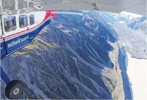  ?? PHOTO: SUPPLIED ?? Looking for change . . . A Milford Sound Scenic Flights plane carrying climate scientists and glaciologi­sts flies over the South Island, photograph­ing its glaciers.