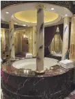  ?? ?? The bathroom of the master has rare golden marble on the walls – the ‘last of its kind’