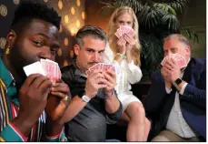  ?? (Special to the Democrat-Gazette/Stephen B. Thornton) ?? Give the actors a hand: “Guys and Dolls” actors Christian McQueen (from left), Carlos Lopez, Stephanie Gibson and P. Jay Clark play their cards right.