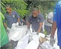  ?? Photo: Lusiana Tuimaisala ?? Ministry of Forests staff during their clean-up campaign in Coloi-Suva on January 24, 2018.