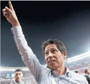  ?? REUTERS ?? Thailand coach Akira Nishino gestures after a match.