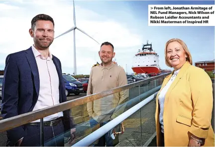  ?? ?? > From left, Jonathan Armitage of NEL Fund Managers, Nick Wilson of Robson Laidler Accountant­s and Nikki Masterman of Inspired HR