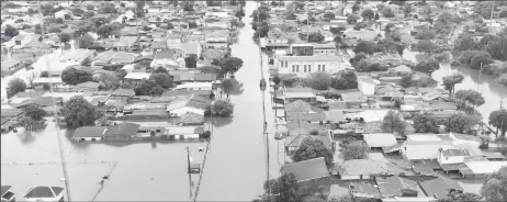  ?? ?? A drone view shows a flooded area in Porto Alegre, Rio Grande do Sul state, Brazil May 12, 2024.