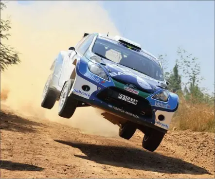  ?? PICTURE: DAVID LEDBITTER ?? Charl Wilken in the high-flying Basil Read-sponsored Ford Fiesta will be one of the drivers hoping to end the dominance of Mark Cronje and Johnny Gemmell.