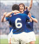  ??  ?? Bobby Russell celebrates scoring in the replay against Dundee United in 1981