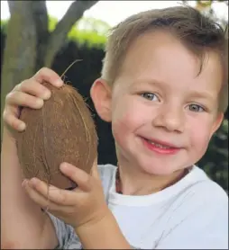  ?? FM4850662 ?? Reuben Burrell, three, won a coconut Pictures: Chris Davey