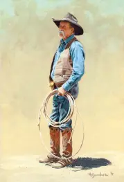  ??  ?? Mikel Donahue, 06 Cowboy, acrylic, 24 x 15”