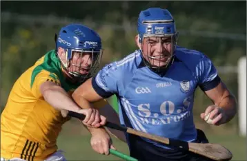  ??  ?? Kevin Whelan making progress for St. Anne’s in Sunday’s All-County Hurling League Division 7 final.