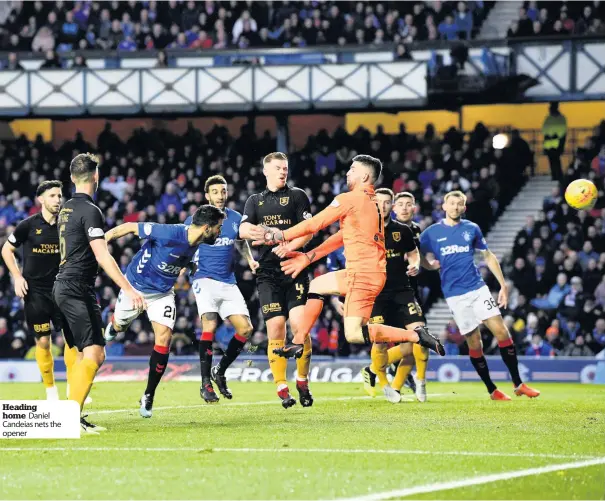  ??  ?? Heading home Daniel Candeias nets the opener