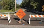  ?? SUBMITTED PHOTO - COURTESY OF TOWAMENCIN TOWNSHIP ?? Newly placed “Road Closed” signs are seen on Rittenhous­e Road in Towamencin after a bridge on the road was hit and damaged for the second time in two months Sept. 20.
