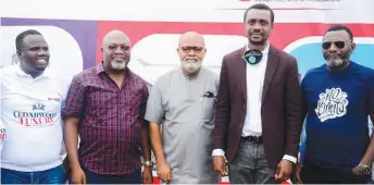  ??  ?? L-R: Julius Oyedemi, managing director of PWAN Plus; Fred Okpaje; Okey Nwachukwu; Nathaniel Bassey, and Afam Okonkwo, managing director, PWAN Homes, at the ground breaking ceremony in Lagos, recently.