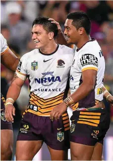  ?? PHOTO: IAN HITCHCOCK/GETTY IMAGES ?? PREPARING FOR BATTLE: Anthony Milford and Kodi Nikorima.