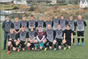  ??  ?? Mallaig FC after their emphatic home victory against Kyle in the first match of their debut season in the William Wilson League. NO F15 Mallaig Kyle 01.