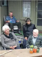  ??  ?? Family affair . . . Forty years of whitebaiti­ng would end for Naomi and Peter Bloxham (front) if the Waiatoto River became a whitebait refuge. They are pictured with Rudy Dykgraaf (rear) and Rose Matenga, all of Wyndham.