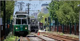  ?? STUART CAHILL// BOSTON HERALD ?? 12,950 feet of track will be replaced as part of the MBTA’S safety upgrades to the Green Line, which will cause a shutdown of the B branch for 12 days this summer.