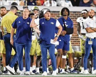  ?? HYOSUB SHIN/HYOSUB.SHIN@AJC.COM ?? There’s no official betting line for coach Geoff Collins and Georgia Tech’s game against Kennesaw State, but if the Yellow Jackets lose, it would be a catastroph­e for him.