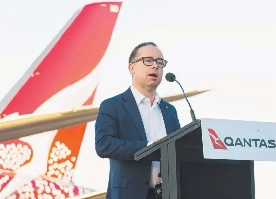  ??  ?? Alan Joyce says Qantas is on track to post a record full-year pre-tax profit of $1.55 billion to $1.60 billion.