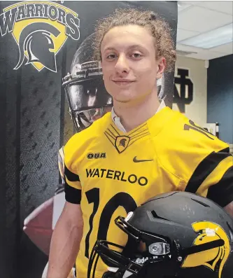 ?? BERND FRANKE THE ST. CATHARINES STANDARD ?? Notre Dame College School student Justin Succar has accepted a combinatio­n academic-athletic scholarshi­p to play slotback for University of Waterloo.