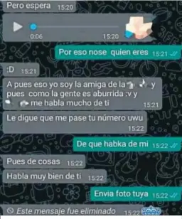  ??  ?? Uno de los mensajes con las jóvenes.