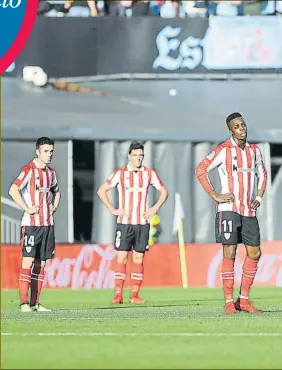  ?? FOTO: EFE ?? Impotencia Susaeta, Bóveda y Williams muestran su desolación por el desastre de Vigo