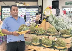  ??  ?? Nont durian from Nonthaburi gardens is a certified GI product promoted by Central Food Retail.