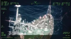  ?? U.S. COAST GUARD VIA AP ?? The crew of a Russian surveillan­ce ship mills around on deck while sailing off the coast of Hawaii in January.