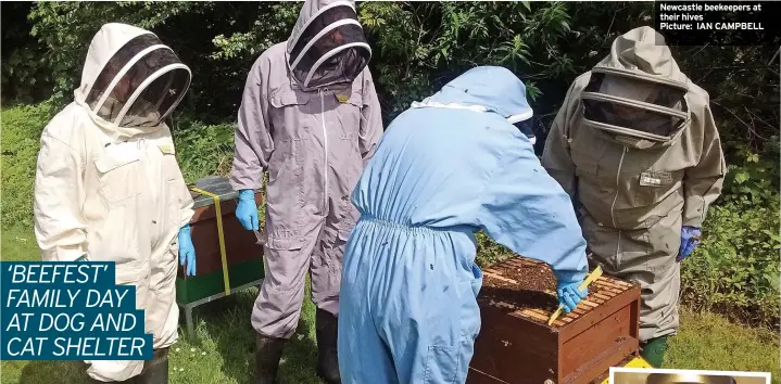  ?? ?? Newcastle beekeepers at their hives
Picture: IAN CAMPBELL