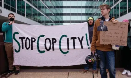  ?? Photograph: Michael Reynolds/EPA ?? People protest against ‘Cop City’ on 9 February.