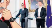  ??  ?? Strache und Blümel: LiveFußbal­l zurück ins Free-TV