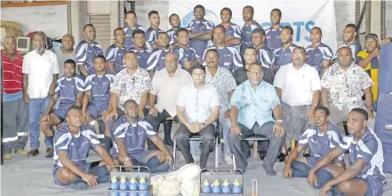  ?? Photo: Vilimoni Vaganalau ?? Fiji Ports Terminal officials with Ports Rugby Team during the hand over of team jersey yesterday