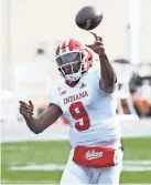  ?? TIM FULLER/USA TODAY SPORTS ?? Indiana quarterbac­k Michael Penix Jr. had two touchdown passes in the Hoosiers’ win against Michigan State.