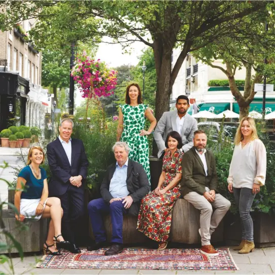  ??  ?? Above, from left: Leaders in interior design: Solenne de la Fouchardiè­re, Lord Snowdon, Robert Kime, Lulu Lytle, Nicola Cox, Orlando Atty, Christophe­r Cox and Charlotte Fisher