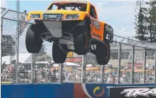  ??  ?? Robby Gordon gets some air at the GC600. He may not be back.