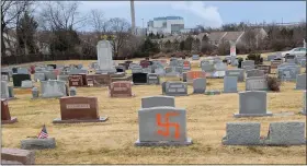  ?? PHOTO COURTESY OF ST. MARY POLISH AMERICAN SOCIETY ?? The tombstones of three cemeteries in Conshohock­en, Plymouth, and Whitemarsh, including St. Benedict’s Cemetery on Colwell Lane, were vandalized.