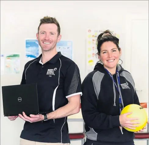  ?? ?? Siblings in the classroom: Tom Mepham and Rhiannon Burbidge share the same calm demeanour when teaching.