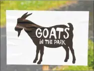  ??  ?? A sign advertises goats brought into Edgewood Park in New Haven to eat invasive plants.