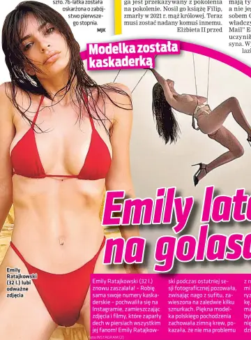  ?? ?? Emily Ratajkowsk­i (32 l.) lubi odważne zdjęcia