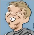  ??  ?? So sieht Karikaturi­st Christoph Härrin ger den TSG Trainer Nagelsmann.