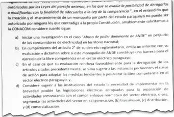  ??  ?? Parte final de la nota presentada al presidente de la Conacom, Fabrizio Castiglion­i Serafini.