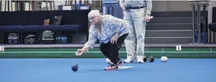  ?? PHOTO: GREGOR RICHARDSON ?? Celebrator­y bowl . . . Anne Craik plays during the Dunedin Lawn Bowls Stadium’s 25th anniversar­y tournament on Sunday.