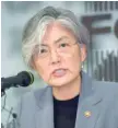  ?? — AFP ?? South Korean Foreign Minister Kang Kyung-Wha speaks at a press meet in Seoul on Monday.