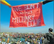  ?? AFP ?? Protesters take part in a demonstrat­ion against the Myanmar military coup in Inle lake, Shan state in February 2021.