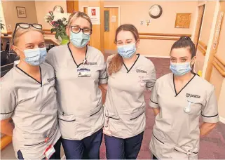  ?? ?? Honoured Student nurses from the University of Stirling at Strathcarr­on Hospice which has been shortliste­d in the Student Placement of the Year Award category in the UK Student Nursing Times Awards 2022.